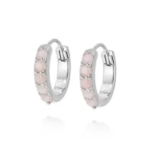 Image of Daisy London 925 Sterling Silver Beloved Pink Opal Huggie Earrings Sterling Silver