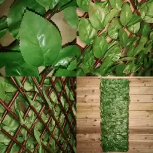 image of 100cm x 200cm Artificial Fence Garden Trellis Privacy Screening Indoor Outdoor Wall Panel - Beech Leaf