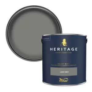 Image of Dulux Heritage Velvet Matt Lead Grey Matt Emulsion Paint 2.5L