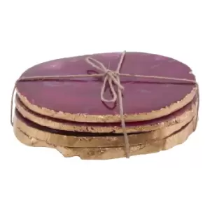 Image of Set of 4 Agate Coasters with Gold Finish