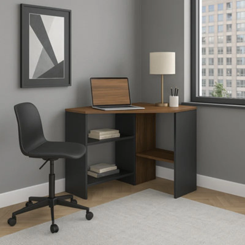 Image of Decorotika Alison Corner Computer Desk Walnut Black