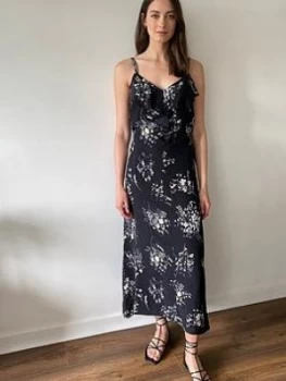 Image of Wallis Frill Cami Dress - Black, Size 10, Women