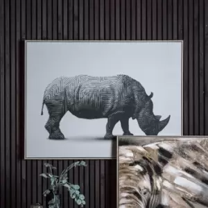 Image of Wandering Rhino Abstract Framed Canvas Black/white