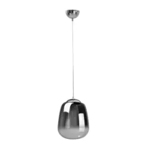 image of Smoky Dome Pendant Ceiling Light Black, Silver, 26cm, 1x E27