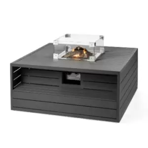 Image of Happy Cocooning Aluminium Square Cocoon Fire Pit with Burner and Glass Screen - Anthracite