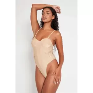 Image of I Saw It First Stone Ruched Cupped Swimsuit - Brown