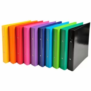 Image of Exacompta Iderama Plastic Coated Ring Binder 2 Ring 25mm A5 Pack of 10 Assorted, Assorted