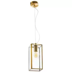 Image of Daly Box Lanterns Pendant Ceiling Light Antique Metal Brass Clear Glass LED E27 - Merano