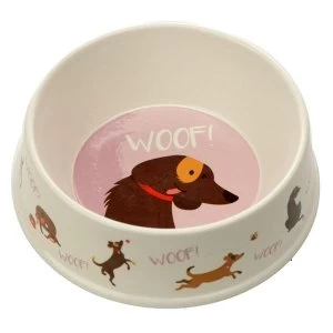 image of Bamboo Composite Catch Patch Woof Dog Bowl