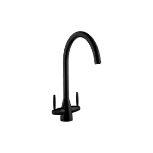 image of Tamara Twin Lever Matte Black Kitchen Tap