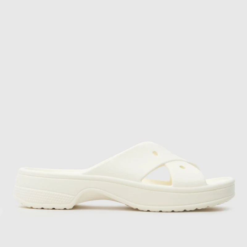 Image of Crocs Women Classic Cross Strap Slides Chalk 8
