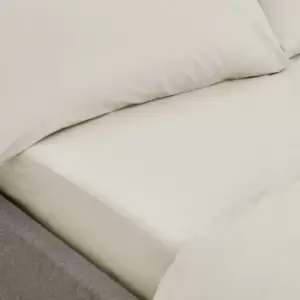 Image of Bianca 100% Organic Cotton 200 Thread Count Fitted Sheet, Natural, Double