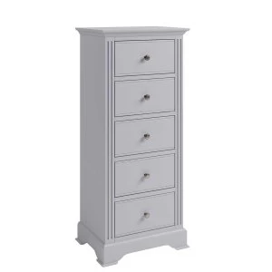 image of Bingley 5 Drawer Narrow Chest Of Drawers - Grey