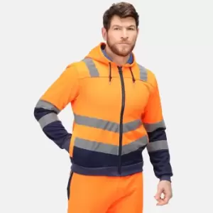 Image of Regatta Mens Pro Hi-Vis Full Zip Jacket (S) (Orange/Navy)