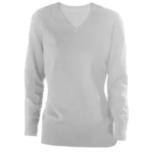 image of Kariban Womens/Ladies Cotton Acrylic V Neck Sweater (M) (Grey Melange)