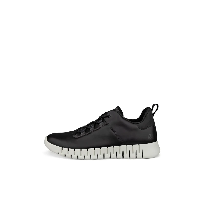 Image of Ecco Gruuv Smooth Leather Mens Fashion Trainers - Black - Size:UK 8-8.5