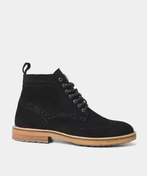 Image of Classic Navy Suede Lace Up Ankle Boots