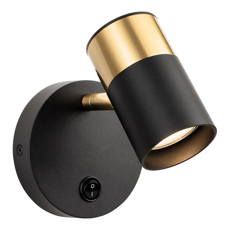 Image of Firstlight Roma Wall Spotlight with On/Off Switch in Black and Brushed Brass