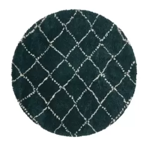 image of Berber Style Dark Green Circular Rug