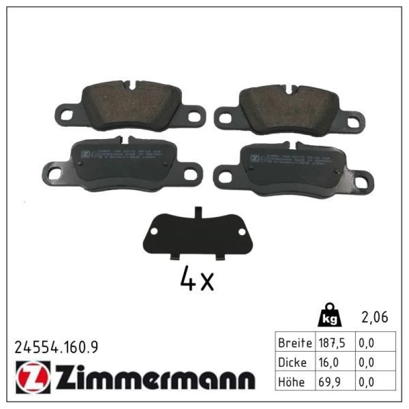 Image of ZIMMERMANN Brake pad set ZIMMERMANN 24554.160.9