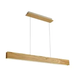 Image of Linear Ceiling Pendant, 2 x 20W LED, 3000K, 1662lm, Medium Oak, Matt White - Luminosa Lighting