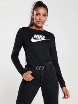 image of Nike NSW Essential Icon Futura Long Sleeve Top - Black, Size XL, Women