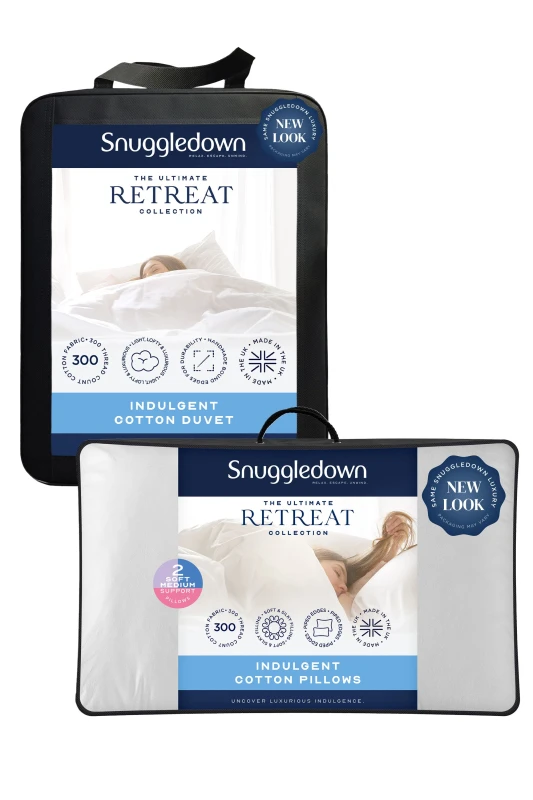 Image of Snuggledown Retreat Cotton 10.5 Tog All Year Round Duvet With 2 Pillows White