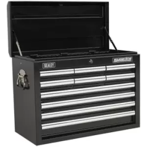 Image of 660 x 315 x 485mm BLACK 10 Drawer Topchest Tool Chest Lockable Storage Cabinet