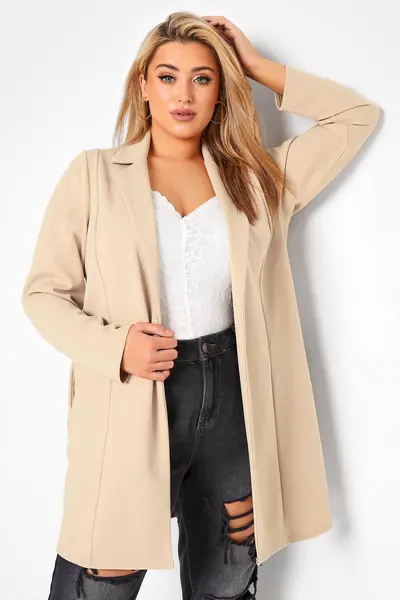 Image of Yours Longline Blazer Camel