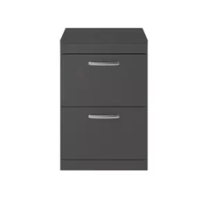 image of Nuie Athena 600 Floor Standing 2-drawer Vanity & Worktop - Gloss Grey