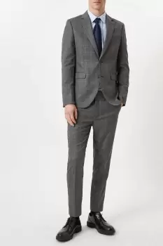Image of Mens Skinny Grey Blue Highlight Check Suit Trouser