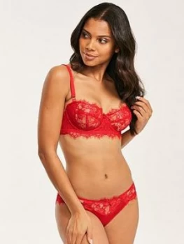 image of Figleaves Pulse Lace Balcony Bra - Red