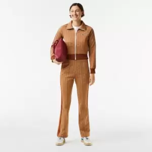 image of Womens Lacoste Monogram Print Trackpants Size 10 Beige / Brown