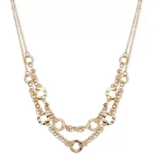 image of Ladies Anne Klein Gold Plated Double Layer Hoop Necklace