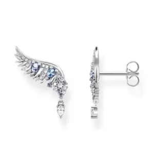 Image of THOMAS SABO Silver Blue Stone Phoenix Wing Climber Earrings