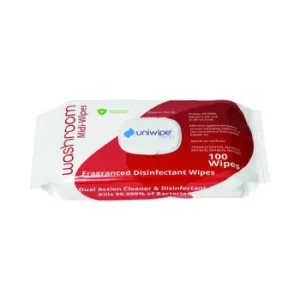 Image of Uniwipe Washroom Disinfectant Midi Wipes (Pack of 100) 1041