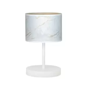 image of Broddi White Table Lamp with Round Shade with White Fabric Shades, 1x E27