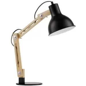 Netlighting Merano Lancaster Desk Task Lamp Matt Black Metal, Wood LED E27 Switc