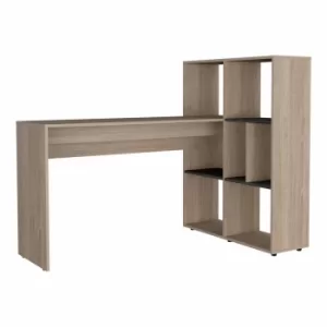 image of Harvard Two Tone Corner Desk with Storage Unit, Oak