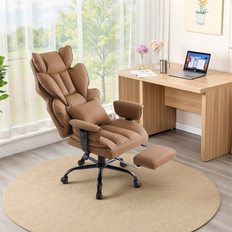 Image of Kabinet UK High Back Office Chair with Footrest Brown unisex One Size