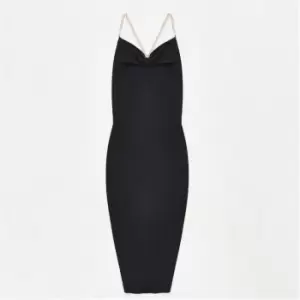 image of Missguided Slinky Cowl Neck Chain Detail Midaxi Dress - Black