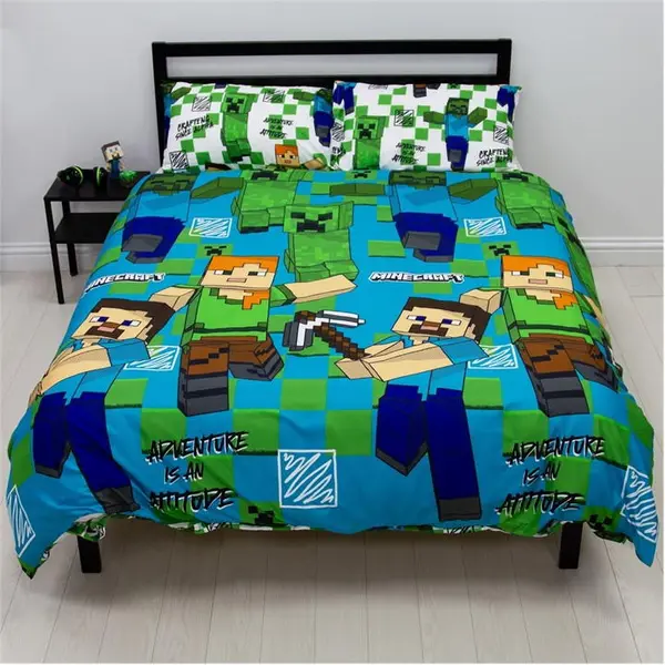 Image of Minecraft Minecraft Drawn 91 Double Rotary Duvet Cover Set Duvet Cover Sets Double Blue 77985918030