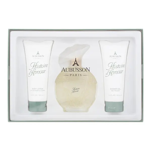 image of Aubusson Histoire D'amour 3 Piece Gift Set: Eau de Parfum 100ml - Body Lotion 100ml - Shower Gel 100ml