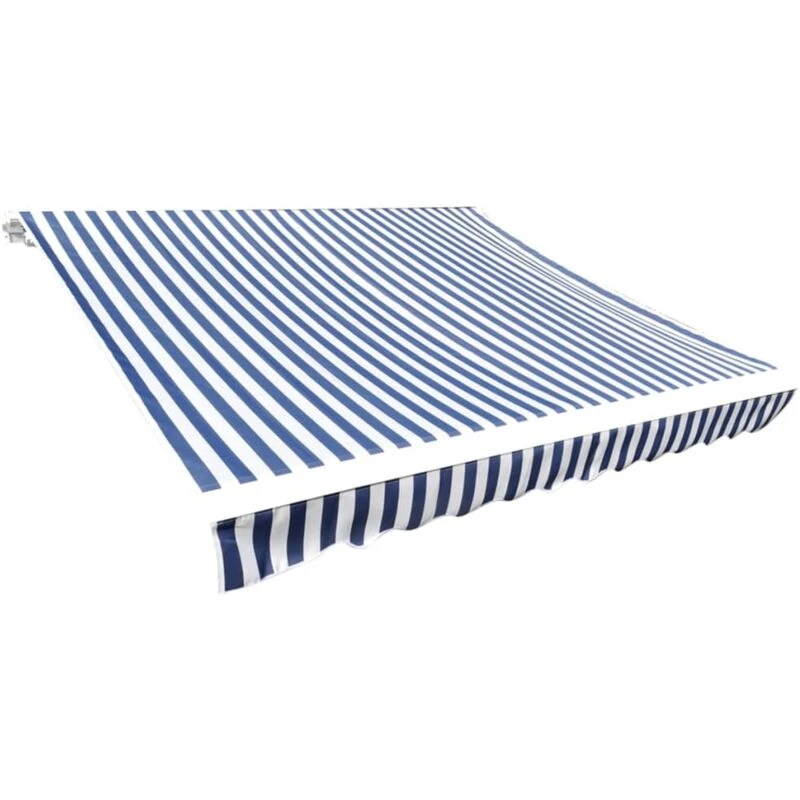 Image of vidaXL Awning Top Sunshade Canvas Blue and White 4 x 3m Retractable Awning