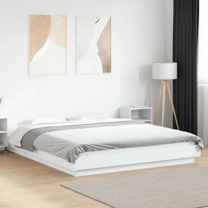 Image of VIDAXL Bed Frame with LED Lights without Mattress White 150x200cm Vidaxl 8721102617294