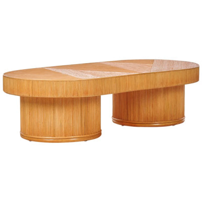 Image of Beliani Garden Coffee Table Airole 150 Cm 70 Cm Rattan Brown