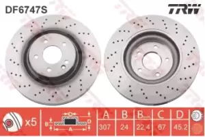 Image of TRW Brake disc BMW,MINI DF6747S 34116799351,6799351,34116799351 Brake rotor,Brake discs,Brake rotors 6799351