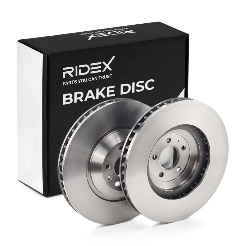 Image of RIDEX 82B2637 Brake disc Front Axle, Vented, Cast Iron, Uncoated, Untreated Cast Iron Brake Disc (82)