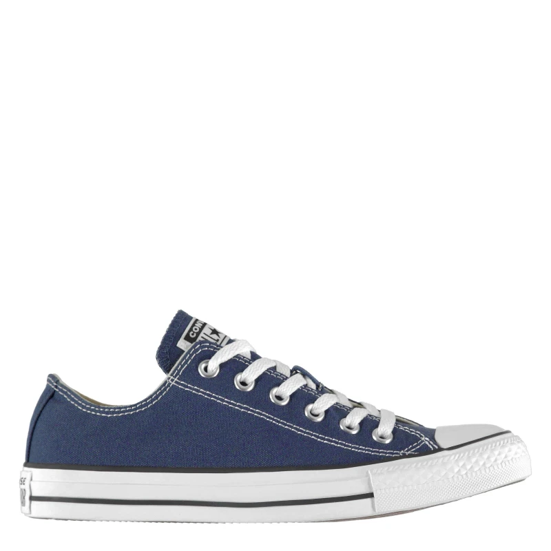Image of Mens Converse All Star Low Canvas Trainers In Navy Blue And White, 10