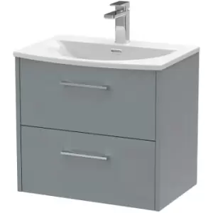 Hudson Reed Juno Wall Hung 2-Drawer Vanity Unit with Basin 4 600mm Wide - Coastal Grey